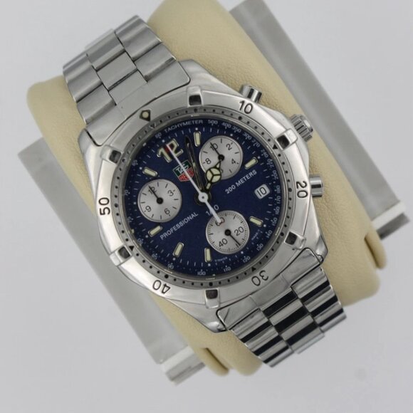 Tag Heuer CK1112.BA0328 Mens 2000 Professional Chronograph Watch Blue Silver - Picture 10 of 10